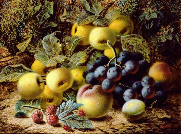 Still Life with Apples, Plums, Grapes and Raspberries od Oliver Clare